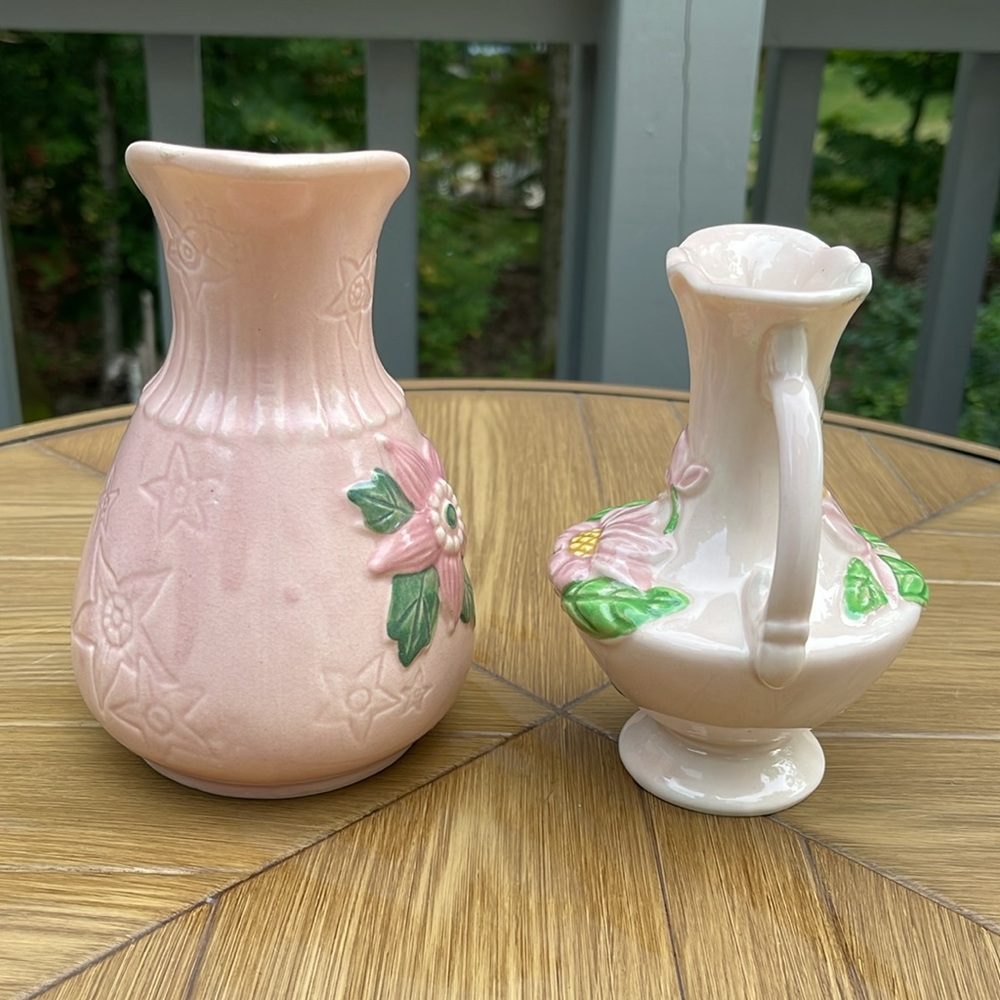 Vintage Pink Pitcher And Hull Vase, Made USA - Picture 8 of 11